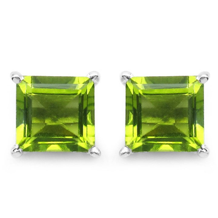 Silver Square Peridot Earring