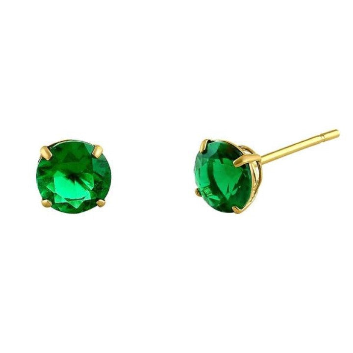 Round Cut Emerald Earrings