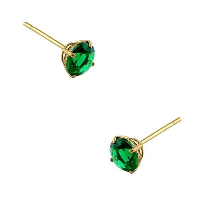 Round Cut Emerald Earrings