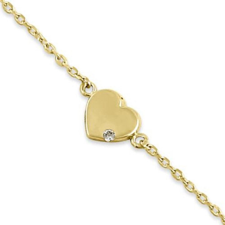Gold Heart CZ Bracelet