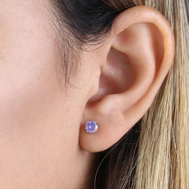 Round Cut Amethyst Earrings