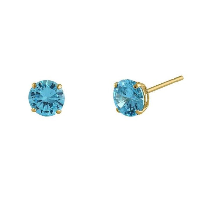 Round Cut Blue Topaz Earrings