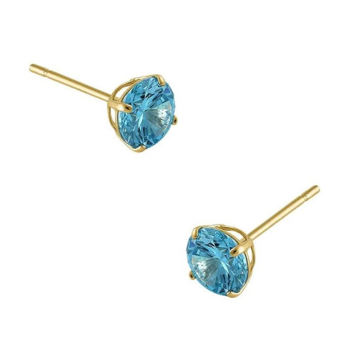 Round Cut Blue Topaz Earrings