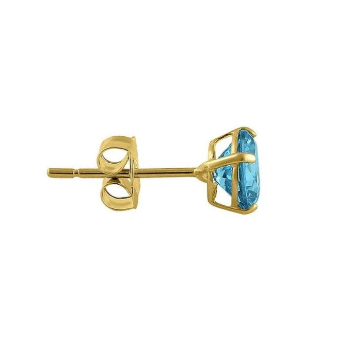 Round Cut Blue Topaz Earrings