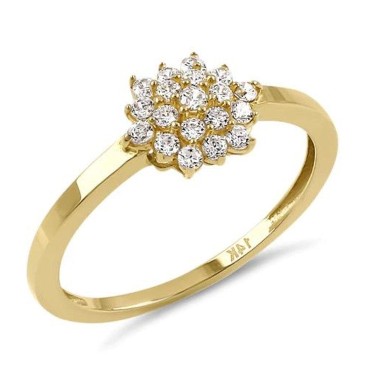 14K Hexagon CZ Ring