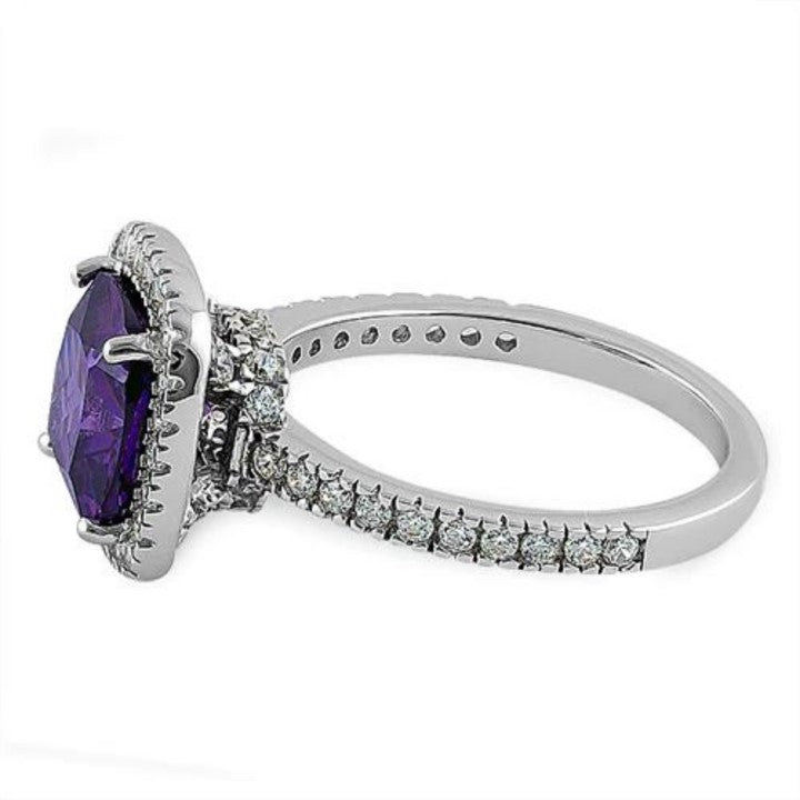 Silver Amethyst CZ Ring