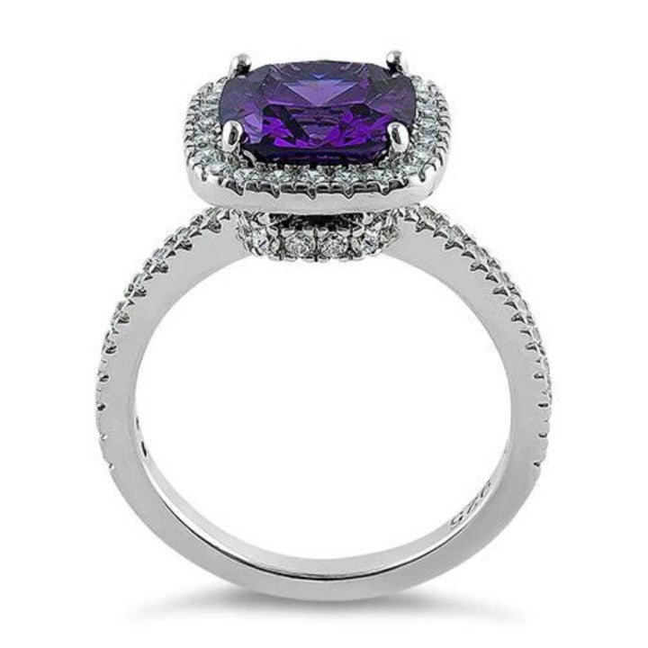 Silver Amethyst CZ Ring