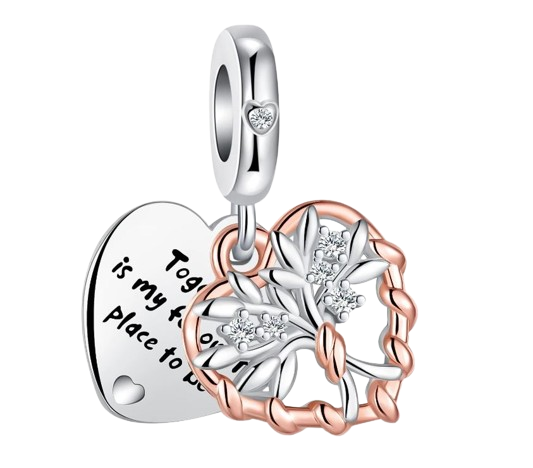 Two Tone Heart Dangle Charm