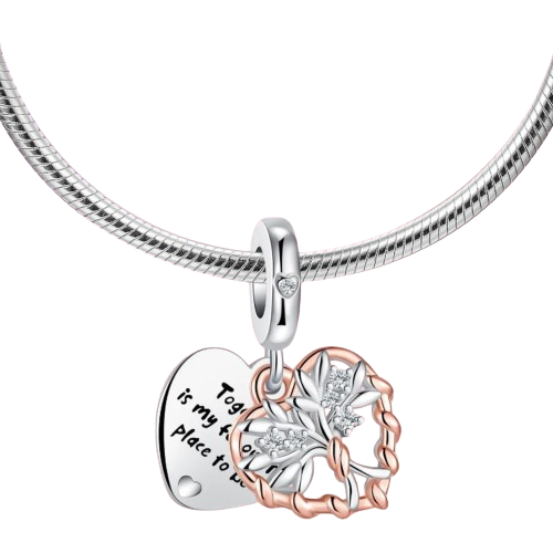 Two Tone Heart Dangle Charm