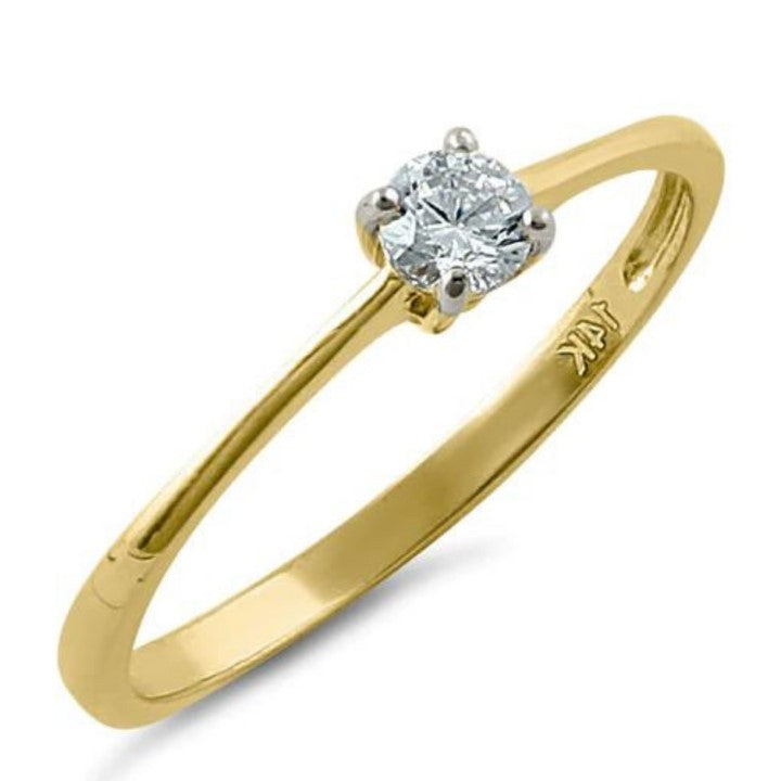 14K Solitaire CZ Ring