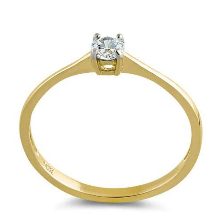 14K Solitaire CZ Ring