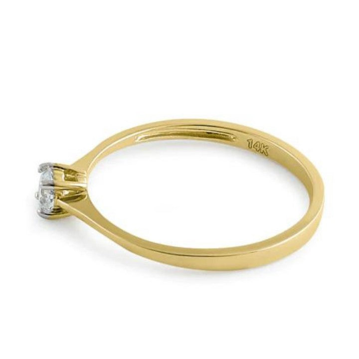 14K Solitaire CZ Ring