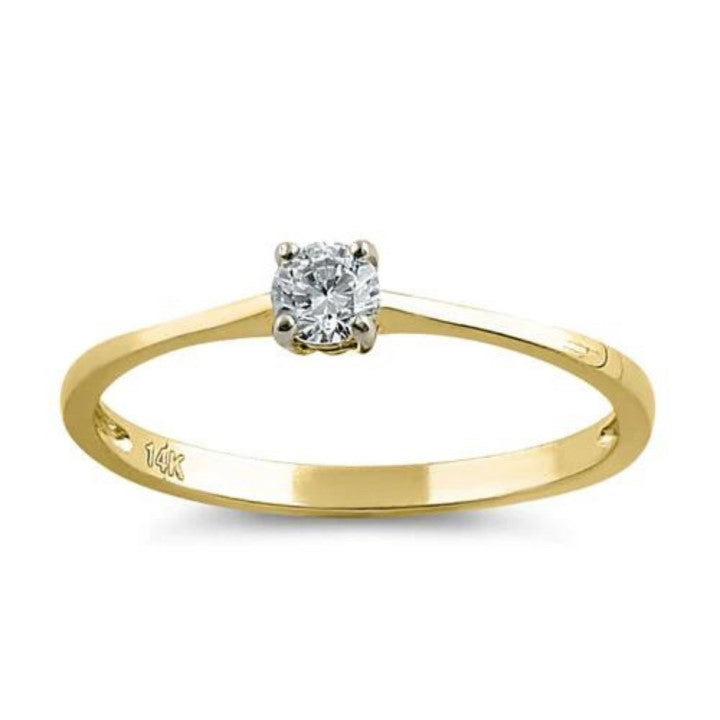 14K Solitaire CZ Ring