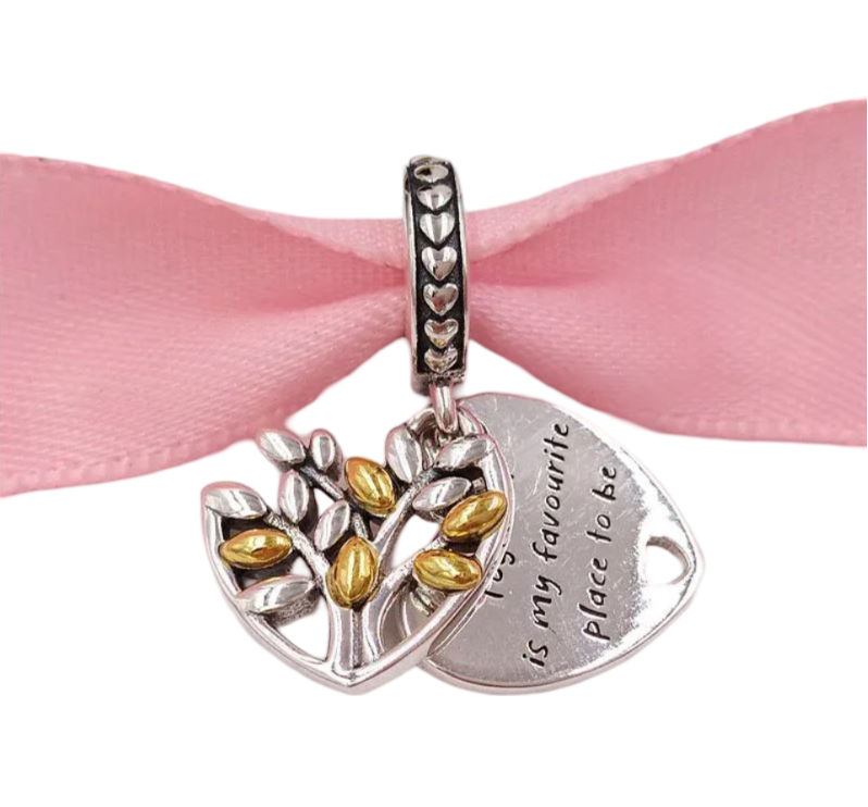 Two Tone Heart Dangle Charm