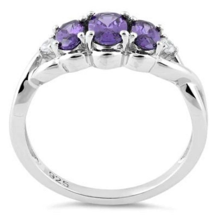 Silver Amethyst CZ Ring
