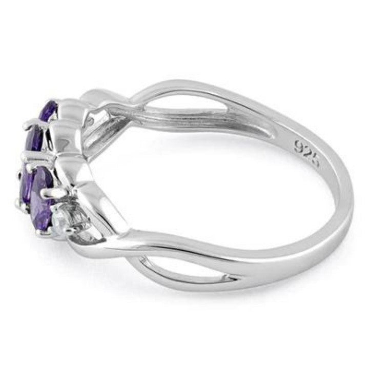 Silver Amethyst CZ Ring