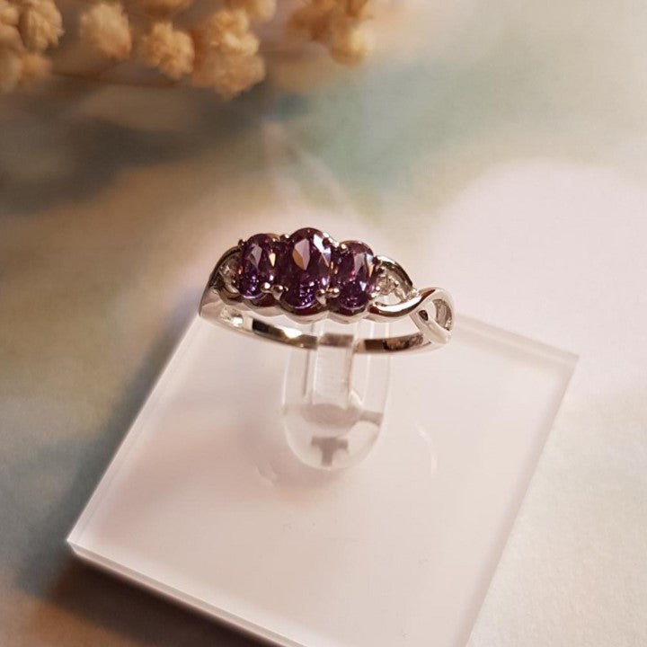 Silver Amethyst CZ Ring