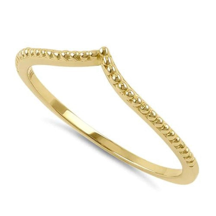 14K Beaded Chevron Ring