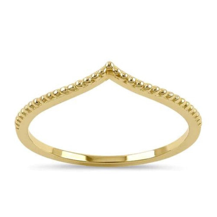 14K Beaded Chevron Ring
