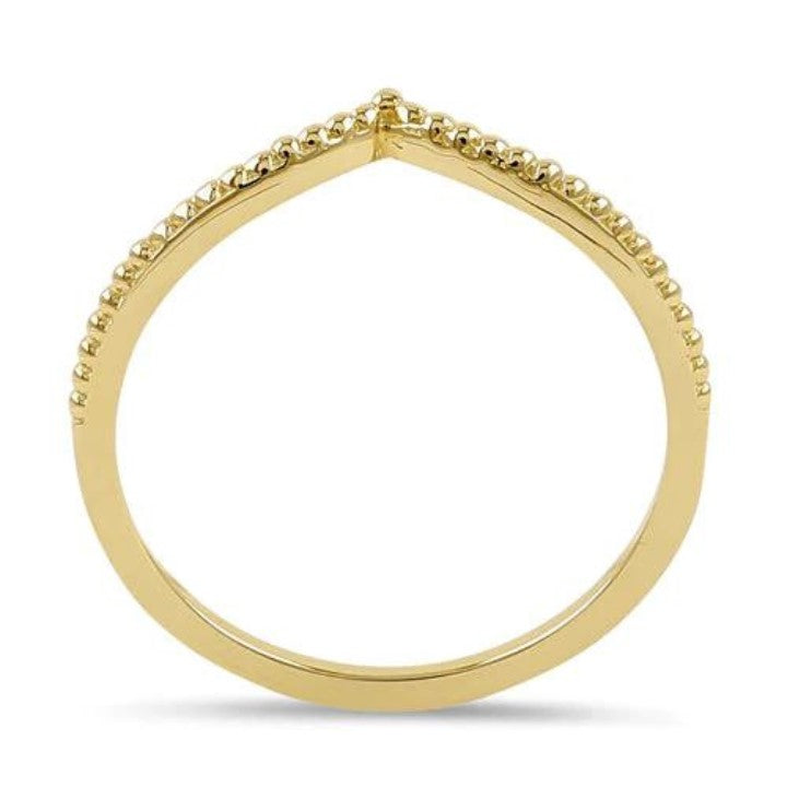 14K Beaded Chevron Ring