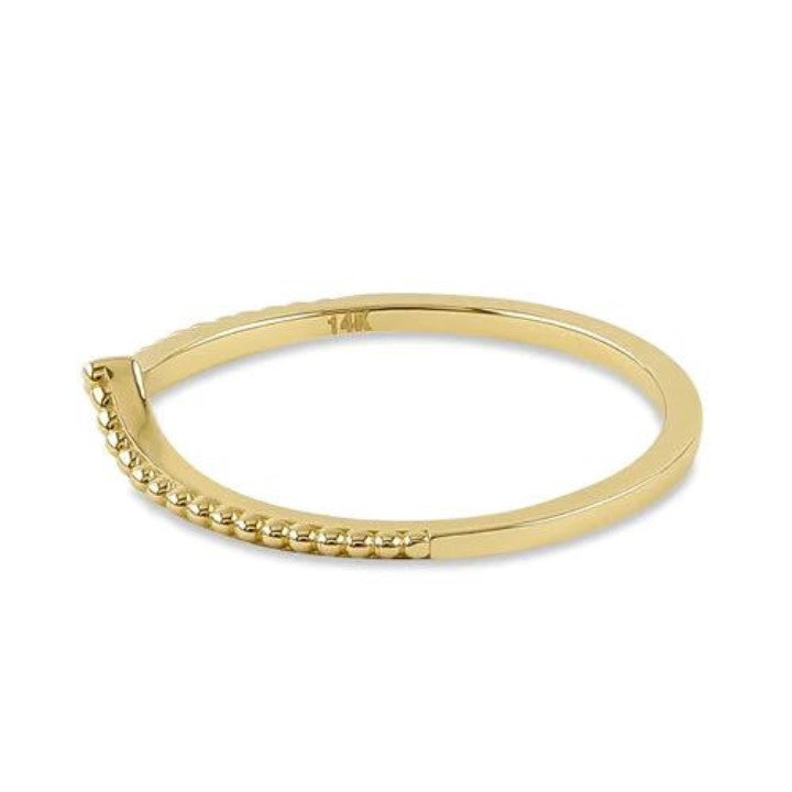 14K Beaded Chevron Ring