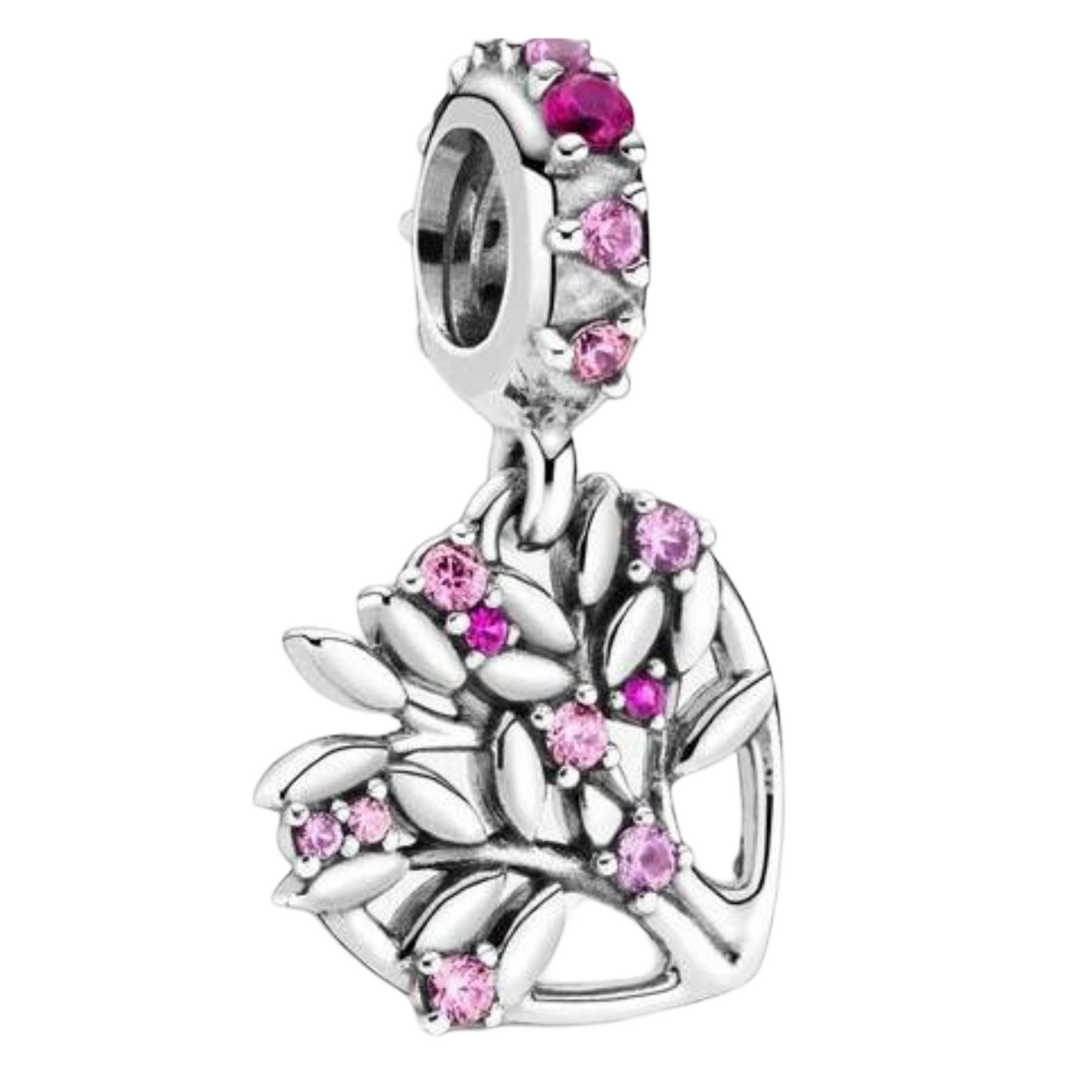Pink Heart Tree Dangle Charm