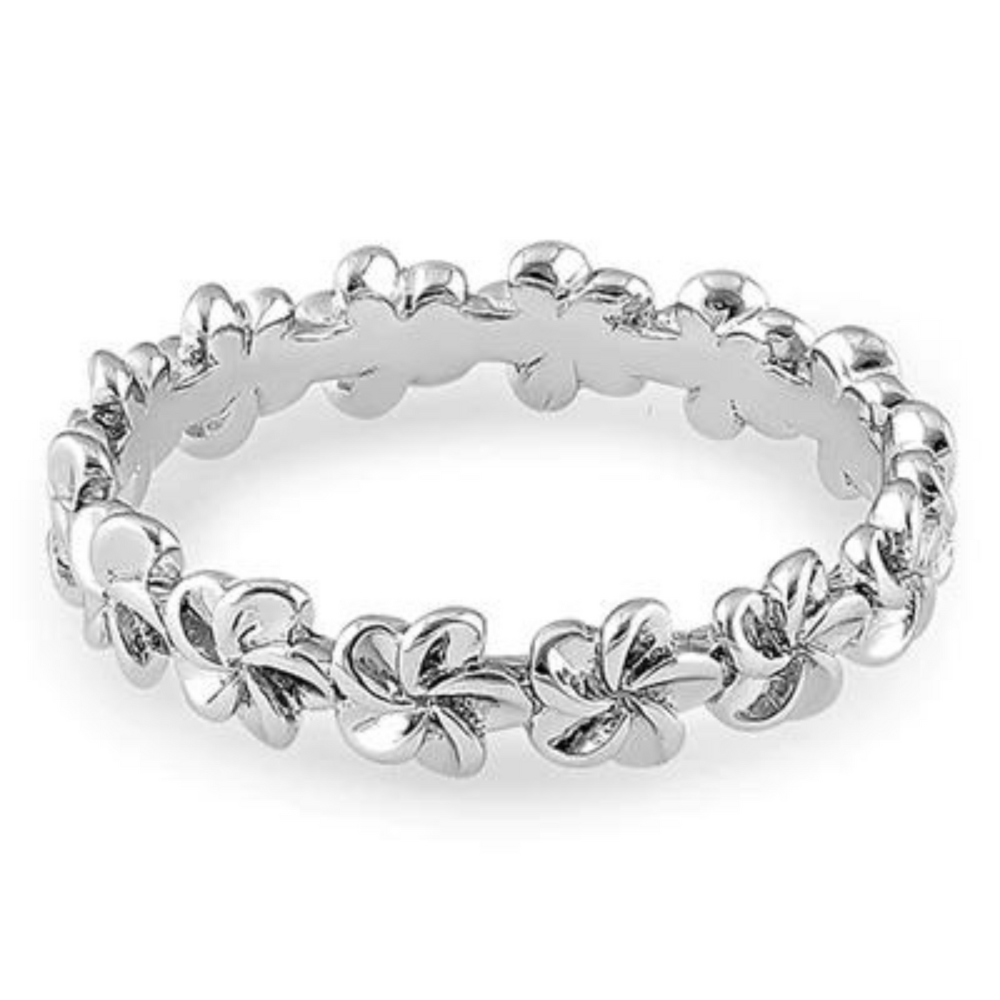 Silver Plumeria Eternity Band