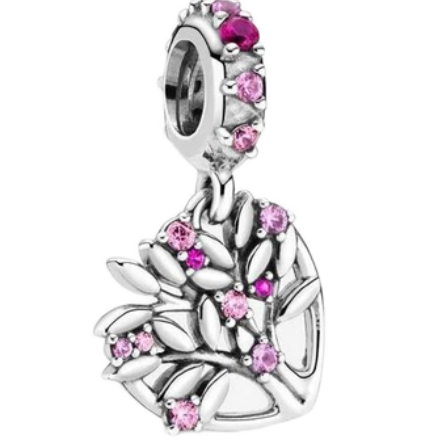 Pink Heart Tree Dangle Charm