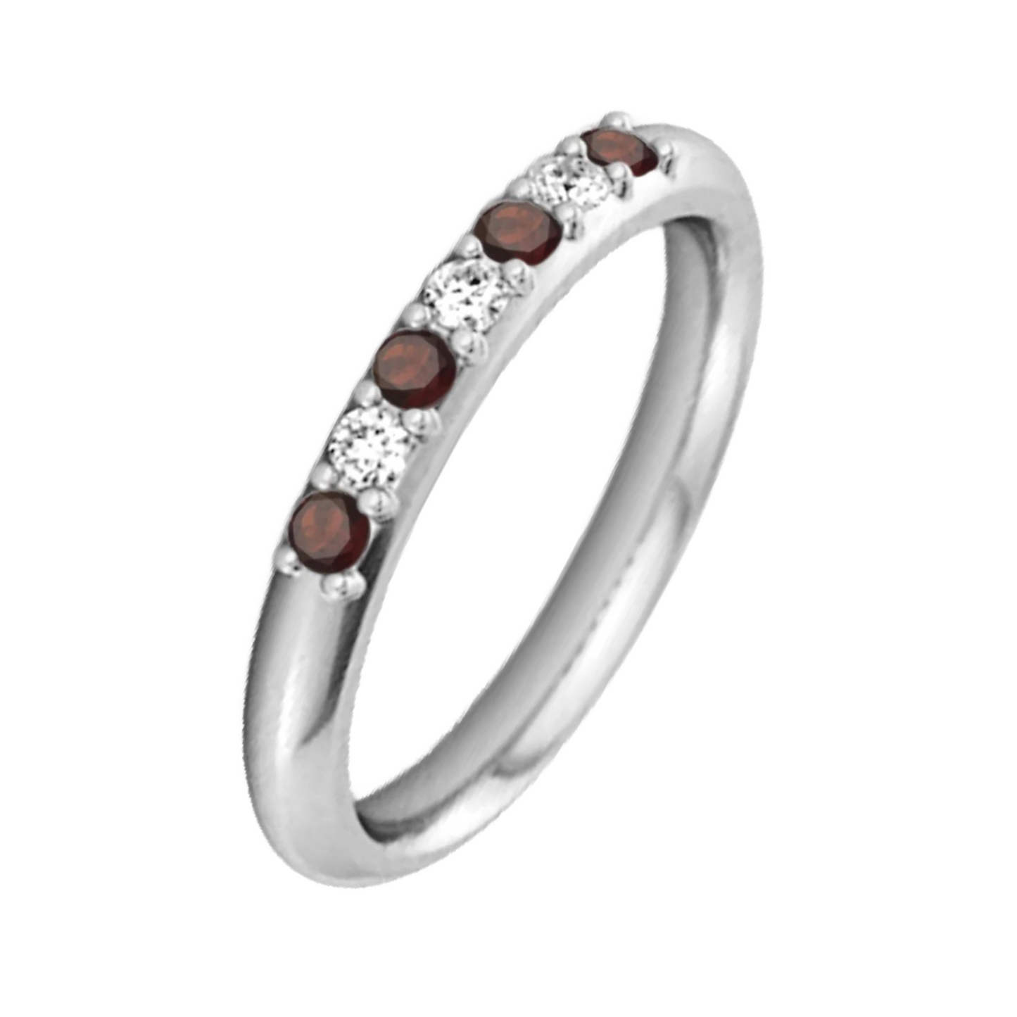 Silver Stackable Garnet Ring
