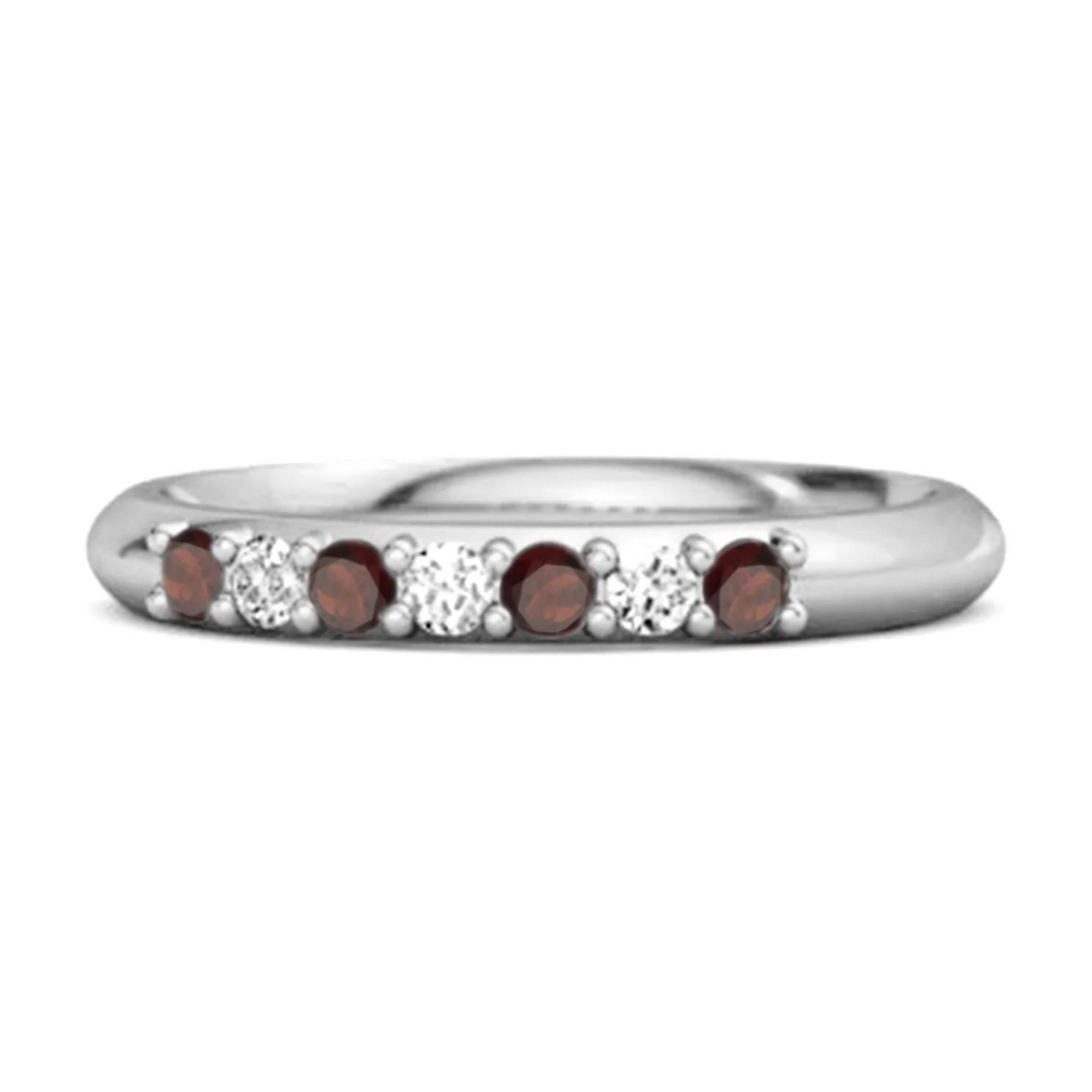 Silver Stackable Garnet Ring
