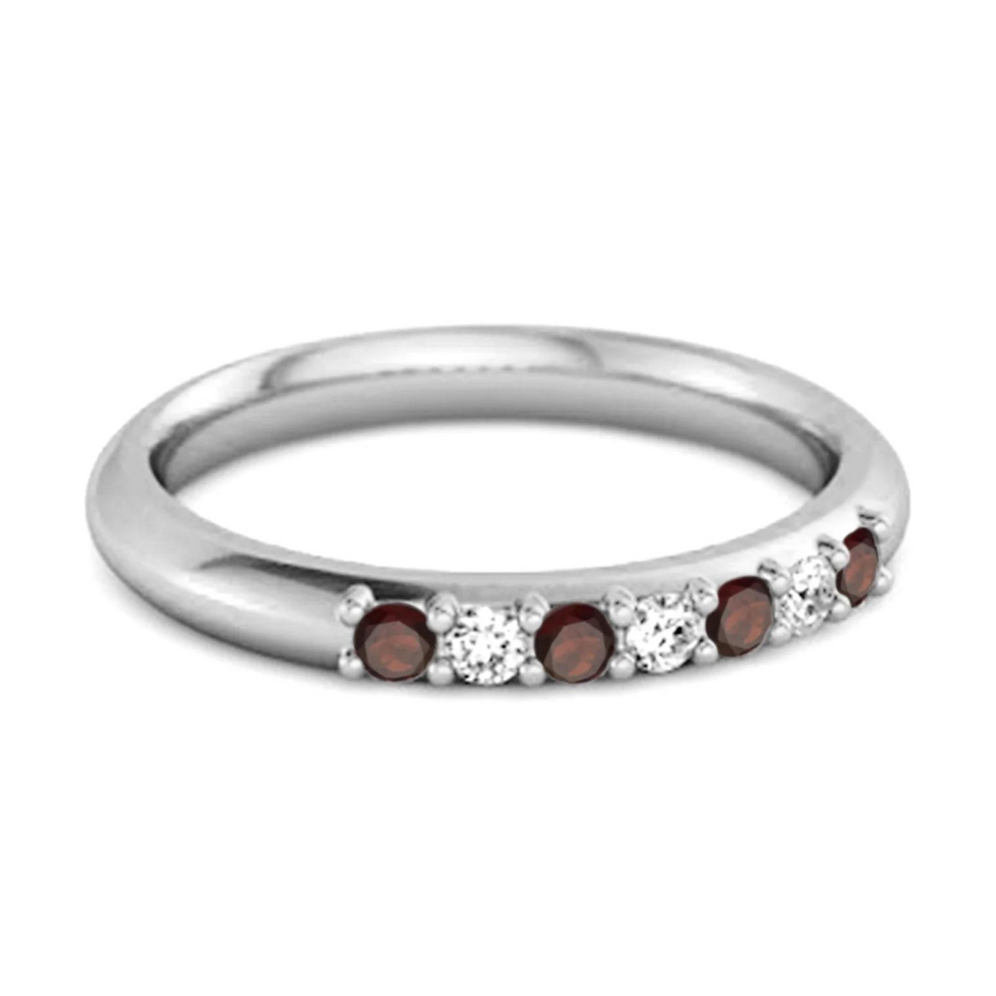 Silver Stackable Garnet Ring