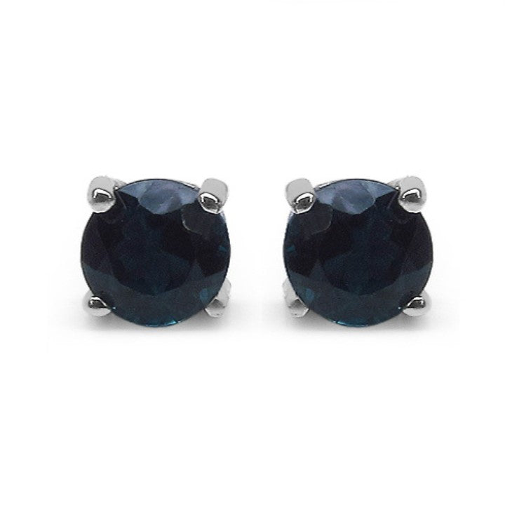 Silver Round Blue Topaz Earring