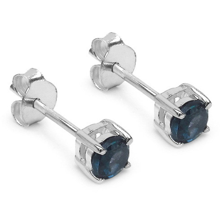 Silver Round Blue Topaz Earring