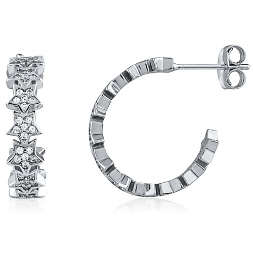 Silver Star Hoops Earring