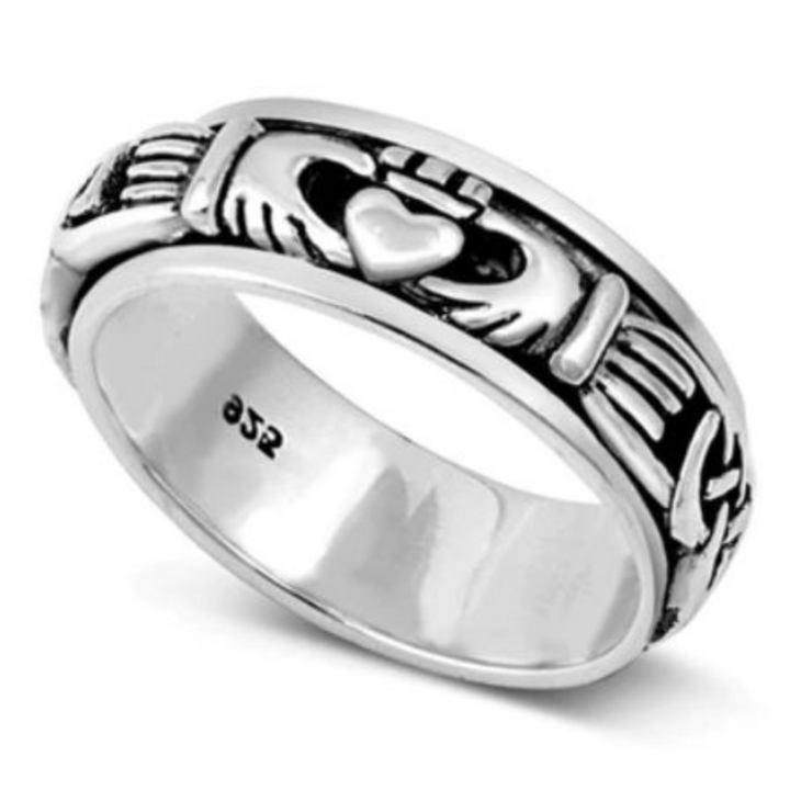 Silver Claddagh Heart Ring