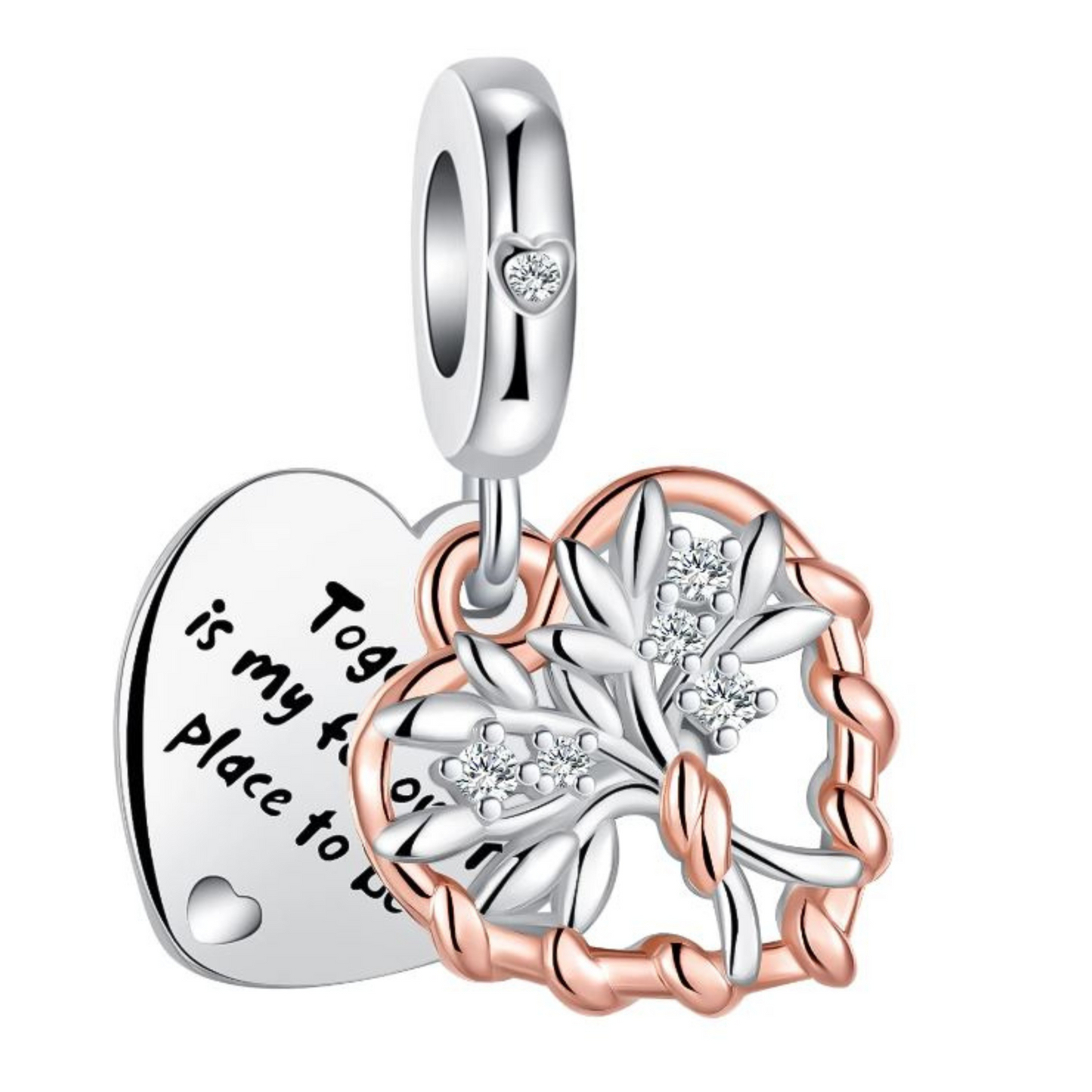 Two Tone Heart Dangle Charm