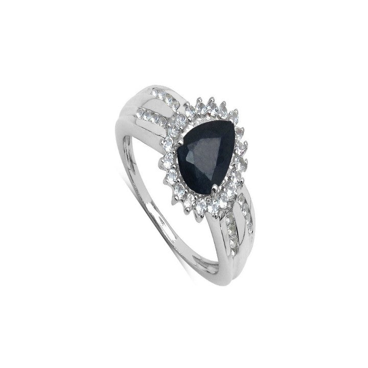 Silver Blue Sapphire Solitaire Ring