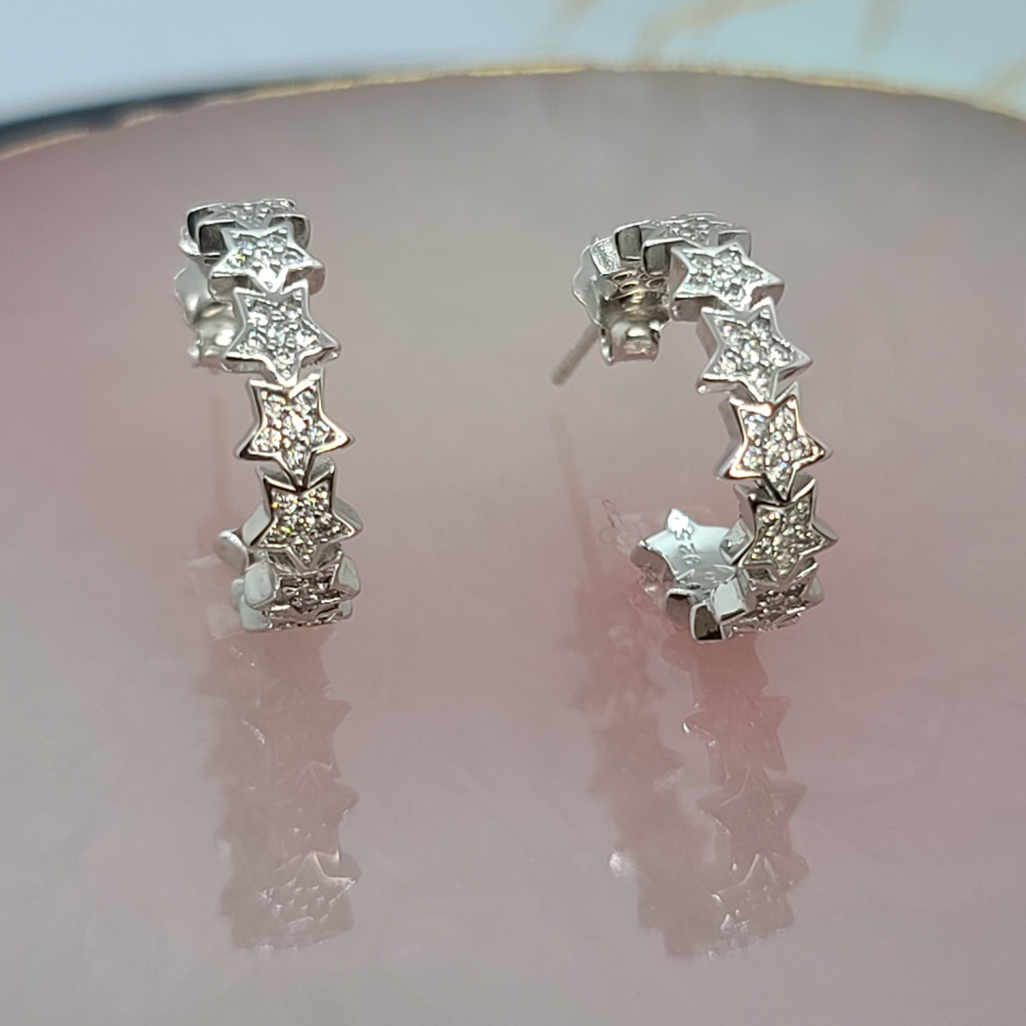 Silver Star Hoops Earring