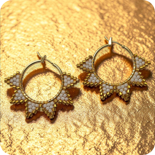 18K Gold Plated Beaded Hoop Earring