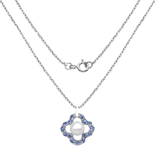 Silver Tanzanite & Pearl Necklace