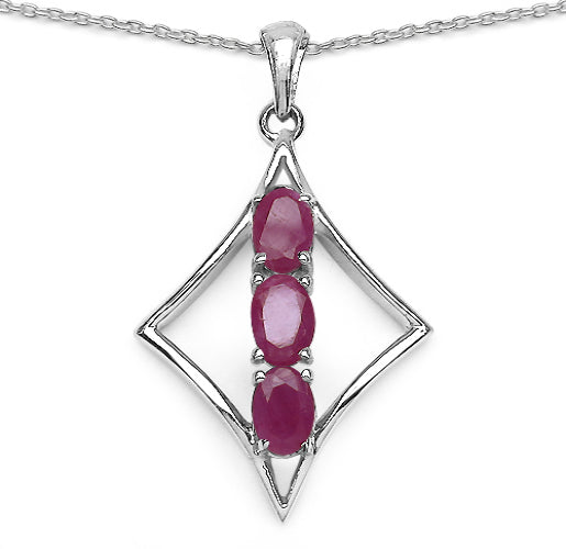 Silver Ruby Stone Necklace