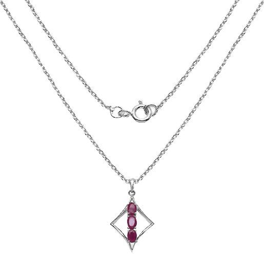 Silver Ruby Stone Necklace