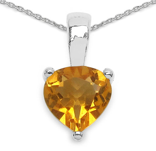 Silver Citrine Heart Necklace Set