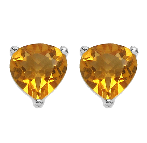 Silver Citrine Heart Necklace Set