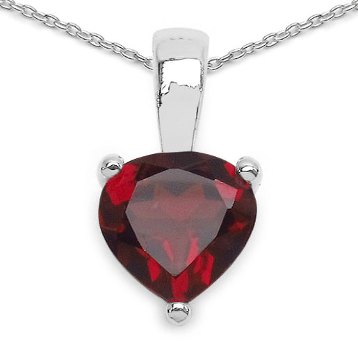 Silver Heart Garnet Necklace Set