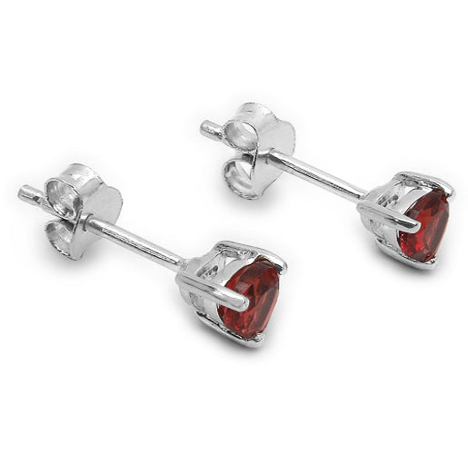 Silver Heart Garnet Necklace Set