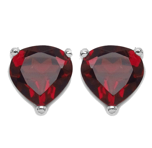 Silver Heart Garnet Necklace Set