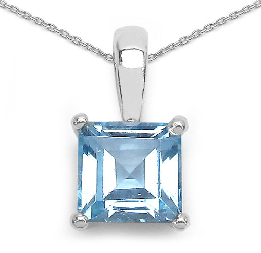 Silver Square Topaz Necklace Set