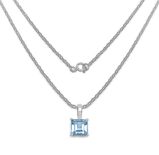 Silver Square Topaz Necklace Set