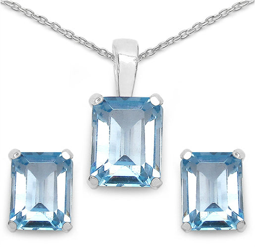Silver Topaz Necklace Set